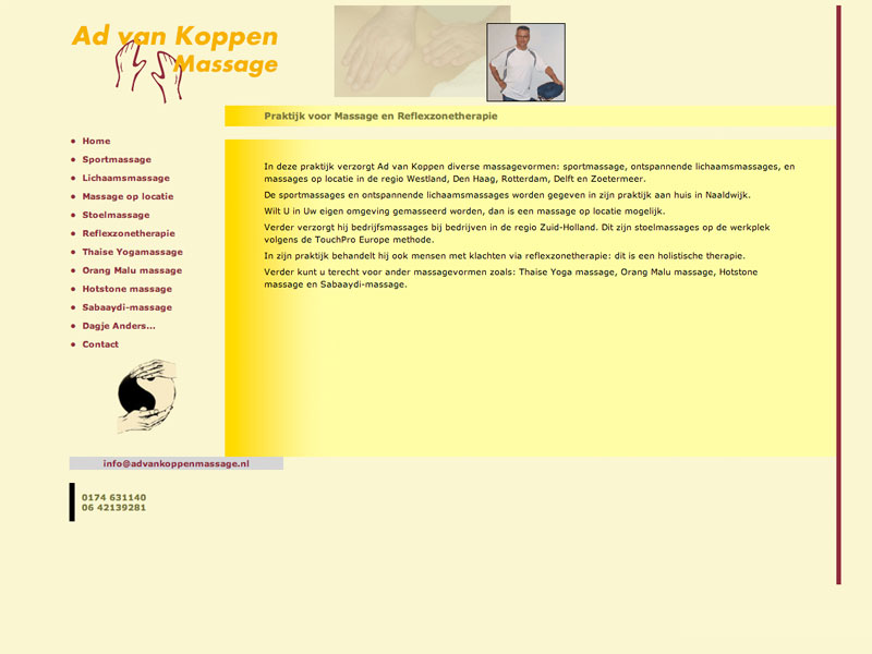 ZZPstudio portfolio webdesign voor www.advankoppenmassage.nl