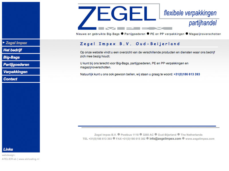 ZZPstudio portfolio webdesign voor www.zegelimpex.com